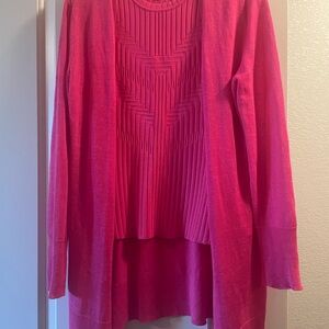 Halogen Vibrant Pink Knit Cardigan and Top Set Size S/M